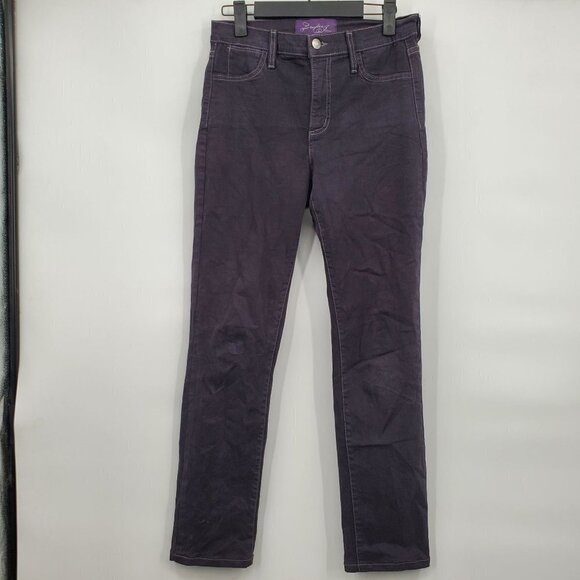 NYDJ Hi-Rise Slim Straight Jeans Ankle Stretch Solid Denim Size 2 Womens Black - Picture 1 of 12